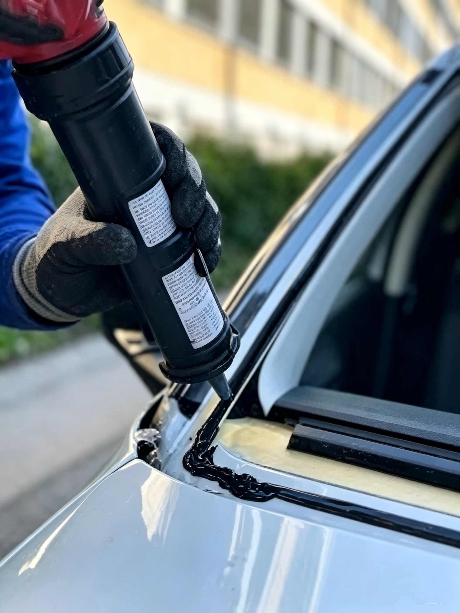 High modulus polyurethane windshield adhesive triangular bead extrusion details