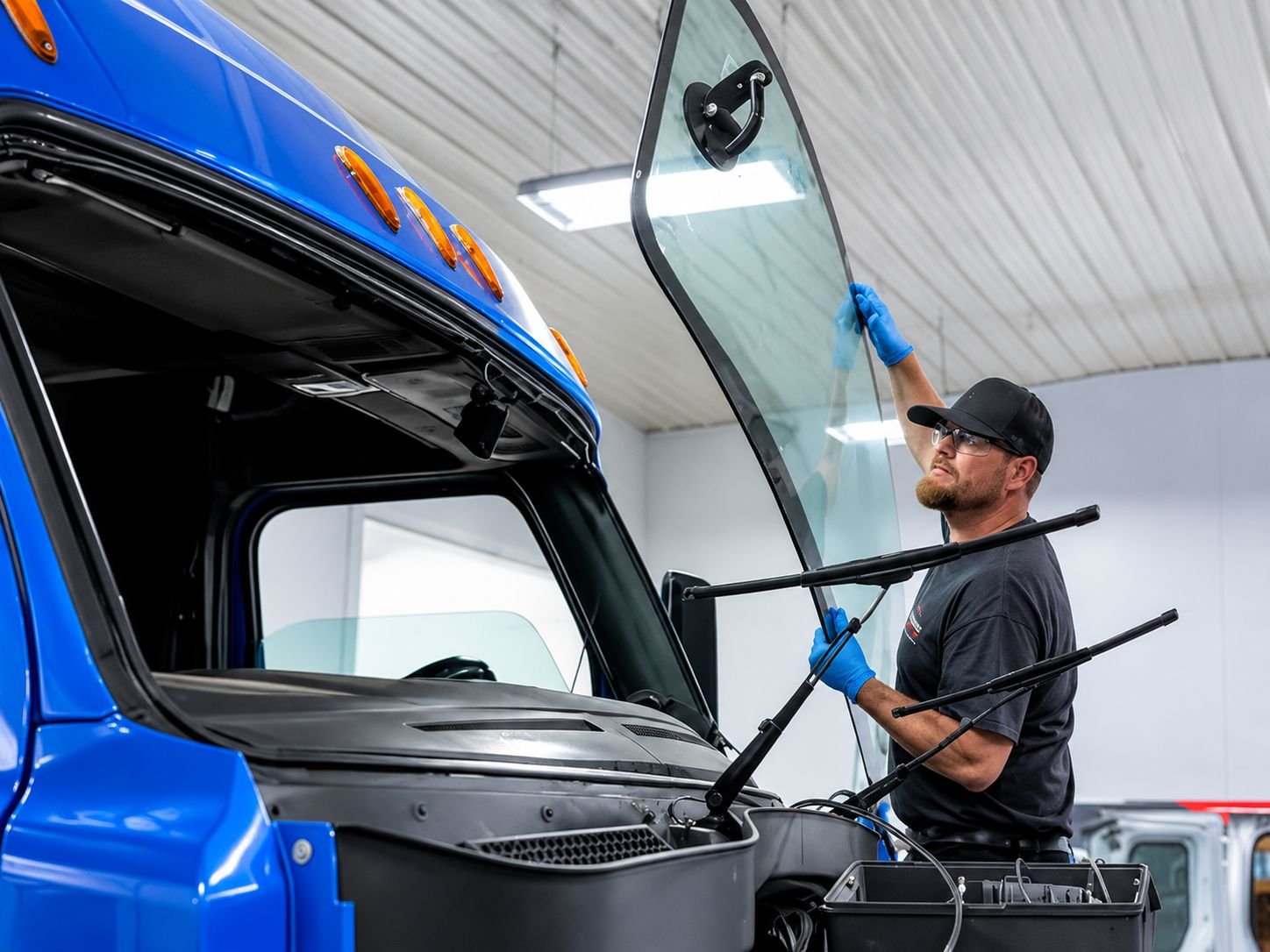 Positioning and setting automotive windshield glass into pinchweld aperture