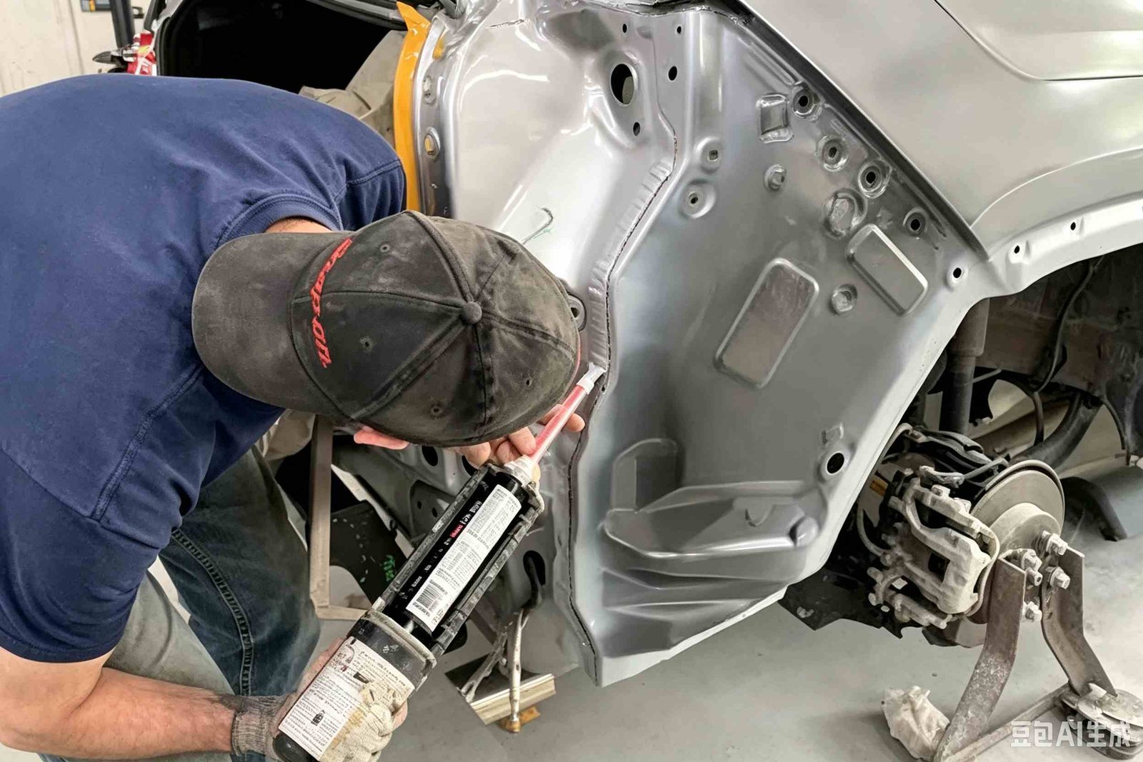 Sealing and gluing of the vehicle body chassis and frame joints