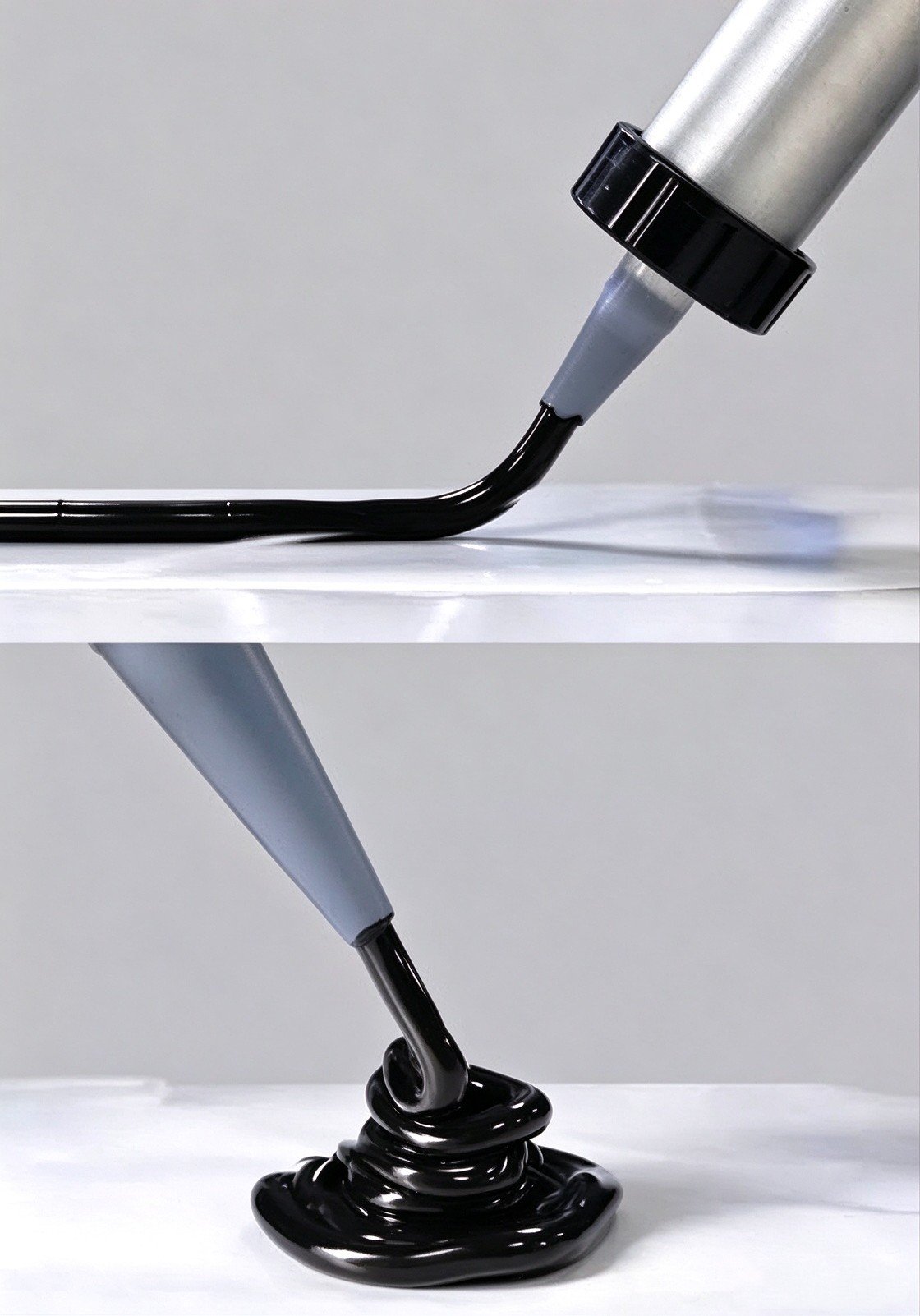 Continuous triangular bead of automotive glass adhesive extruded on window frame